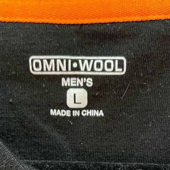 Omni Wool black thermal base, cropped long-sleeved crew neck top. men’s, Large - Picture 2 of 6